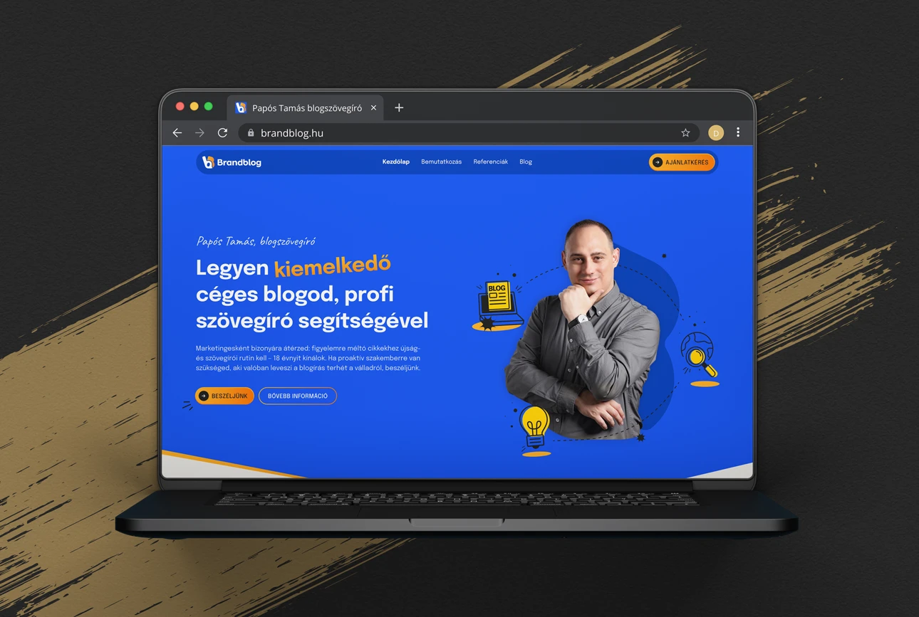 Brandblog weboldal mockup