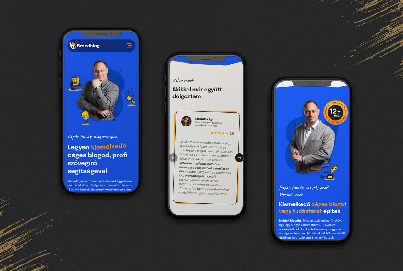 Brandblog weboldal mobil nézet