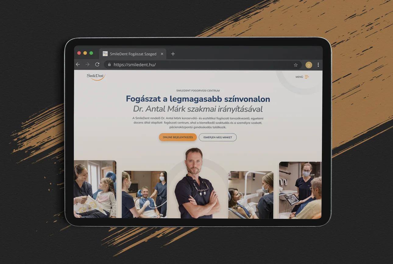 Smiledent új weboldala tableten
